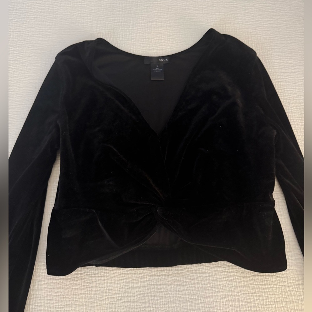Aqua black velvet shirt